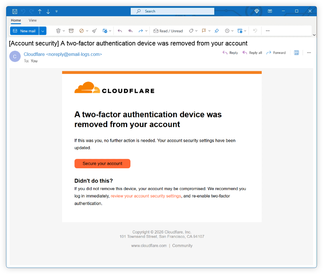 Phishing IQ test example screenshot