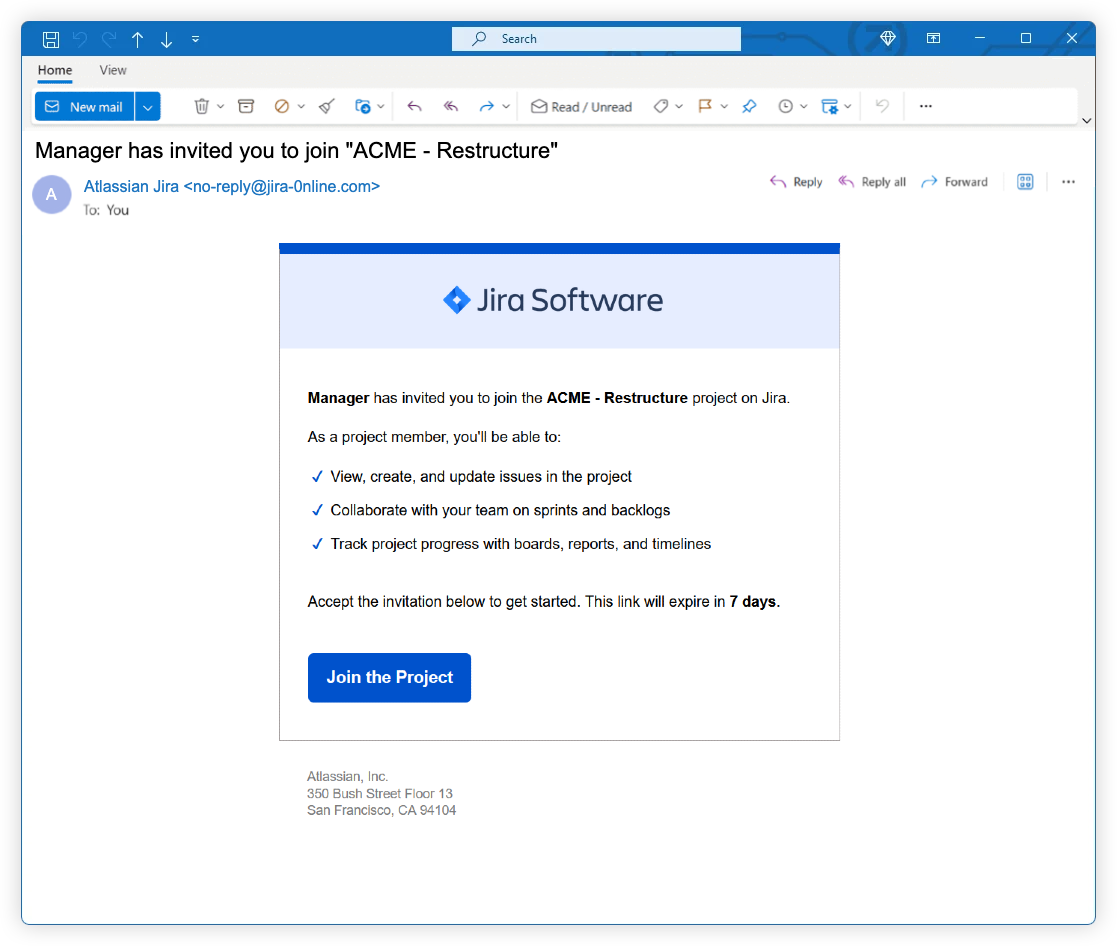 Phishing IQ test example screenshot