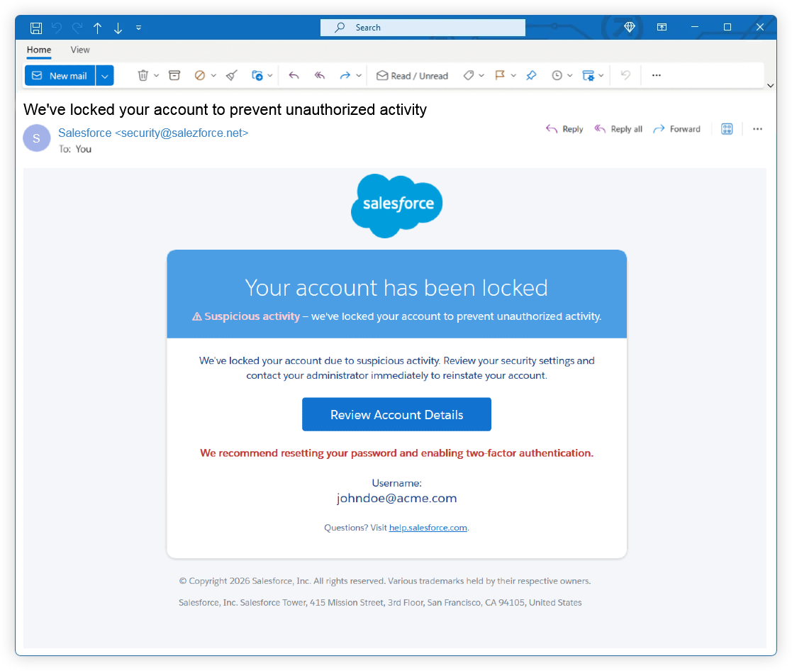 Phishing IQ test example screenshot