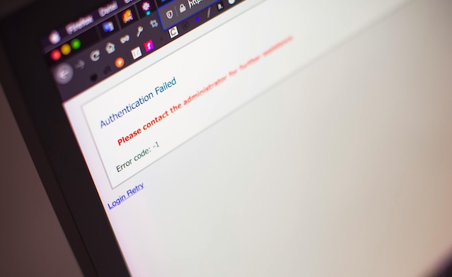 Image depicting a failed authentication screen
