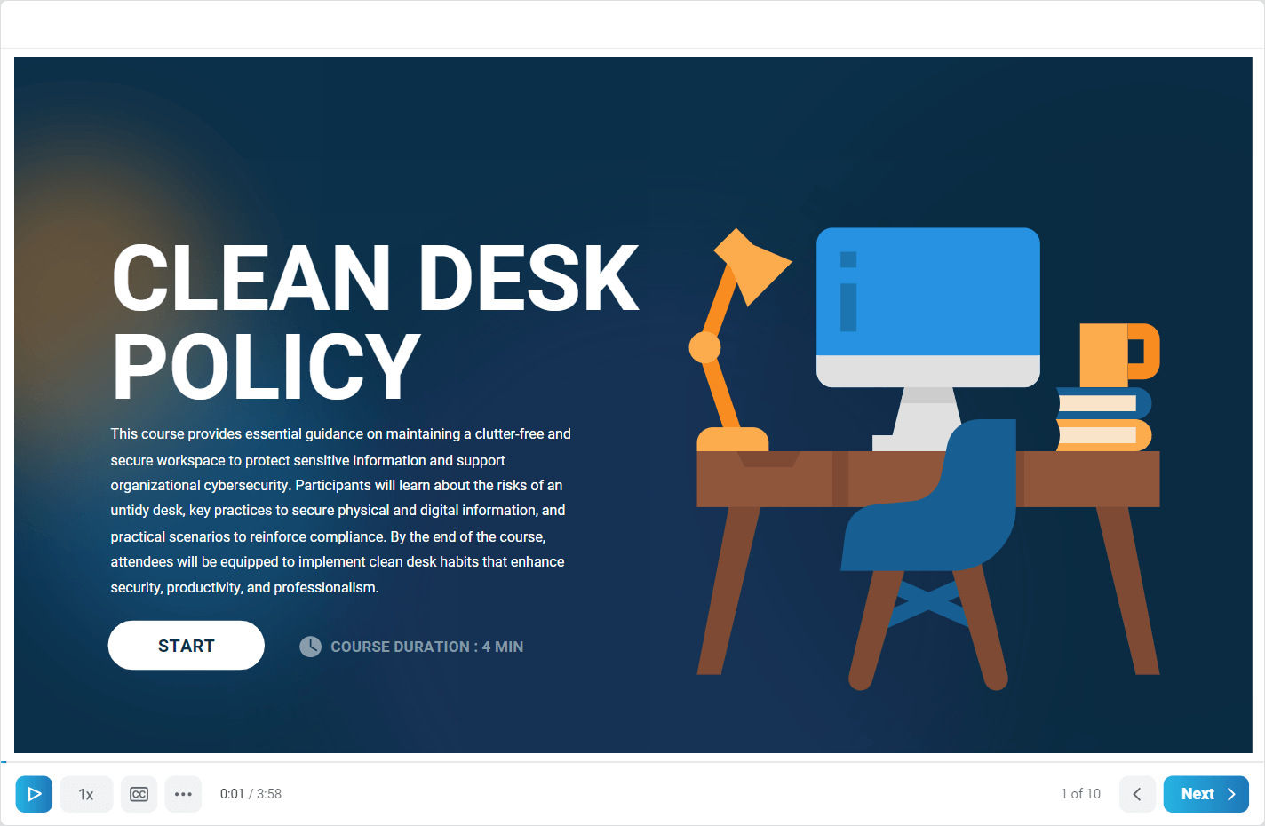 Clean Desk Policy cybersecurity course graphic