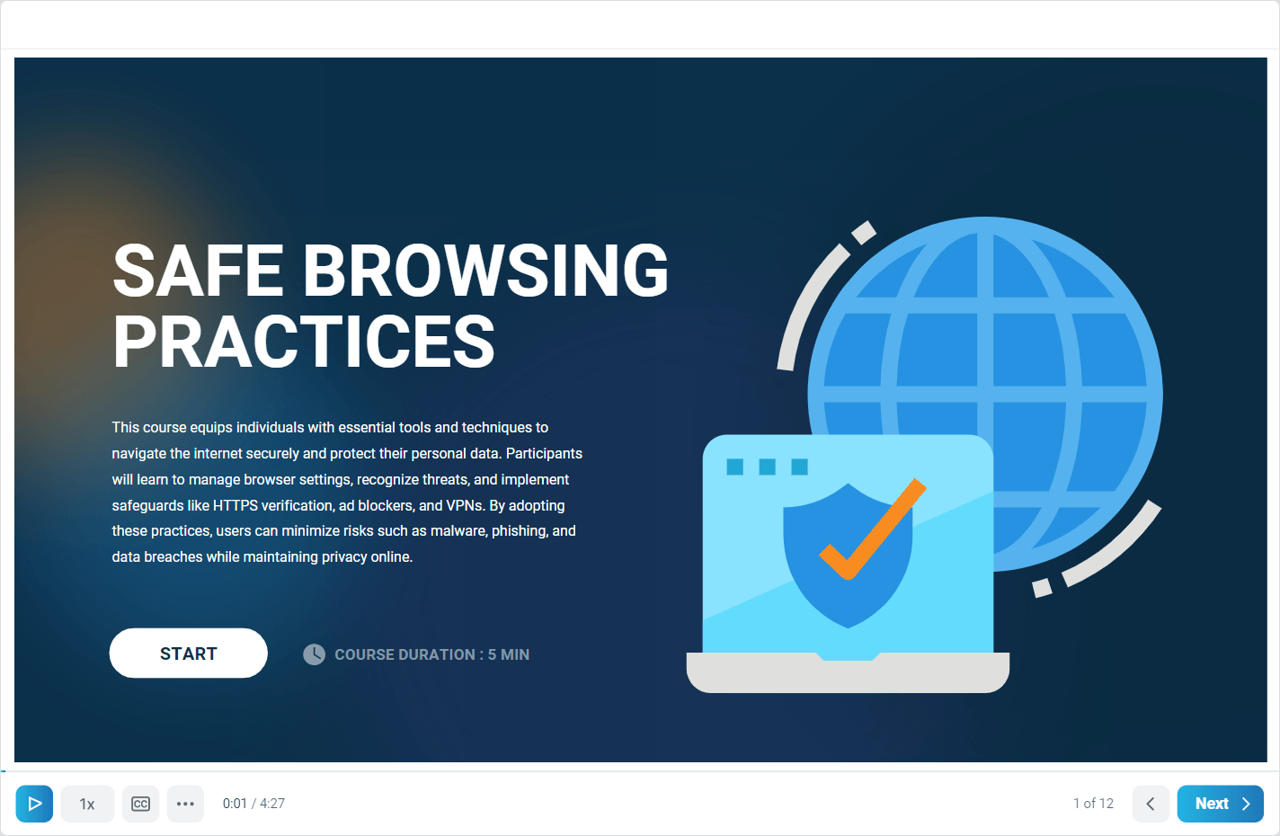 Safe Browsing Practices cybersecurity course graphic
