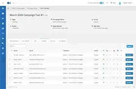Phishing Simulator screenshot - Test Details Emails