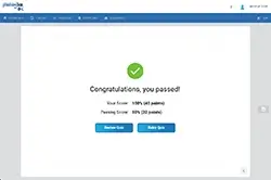 School LMS screenshot - SCORM Course Passed Quiz