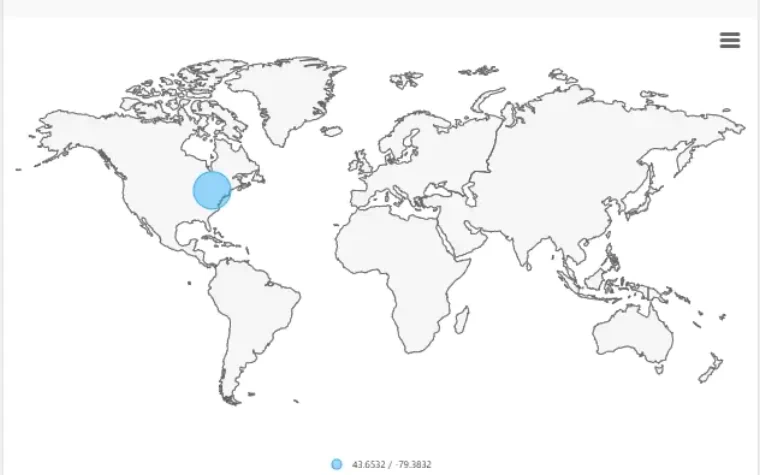 Lookup map crop showing IP location context for a suspicious domain