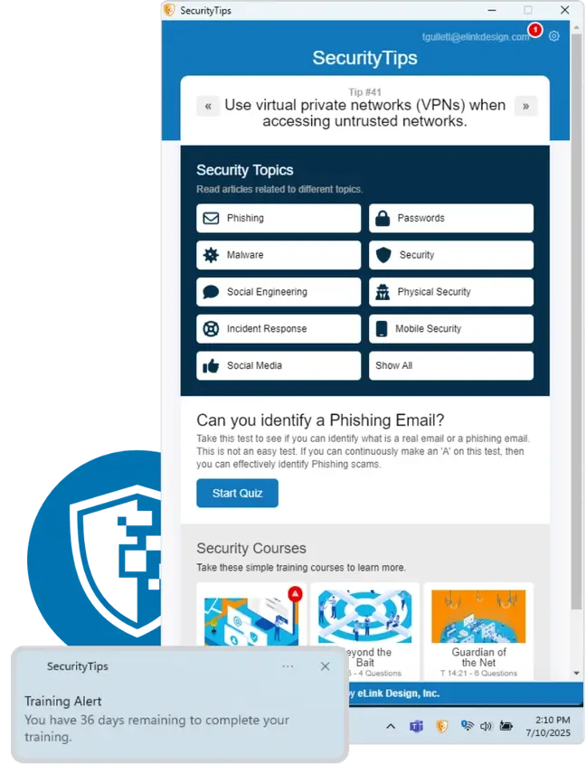 SecurityTips desktop system tray and awareness interface